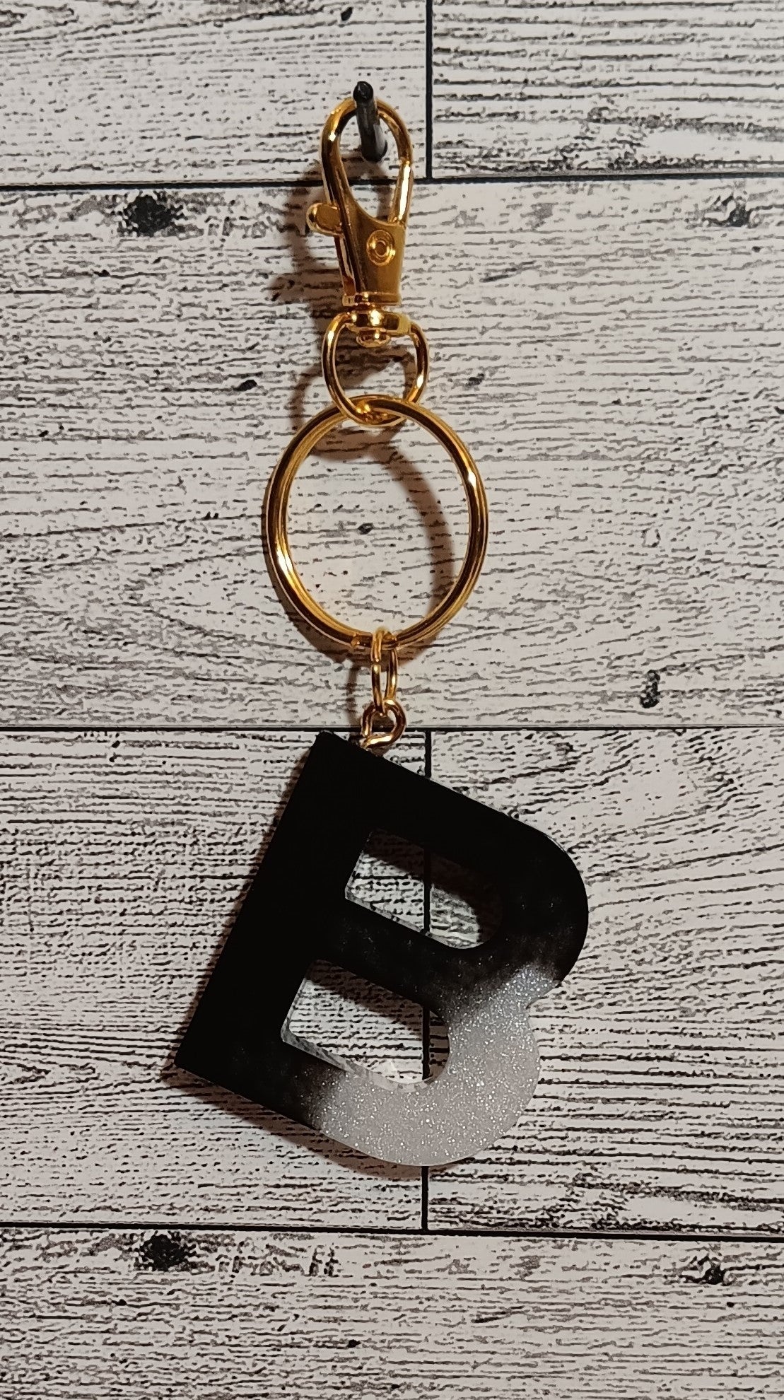 Black and White B Keychain