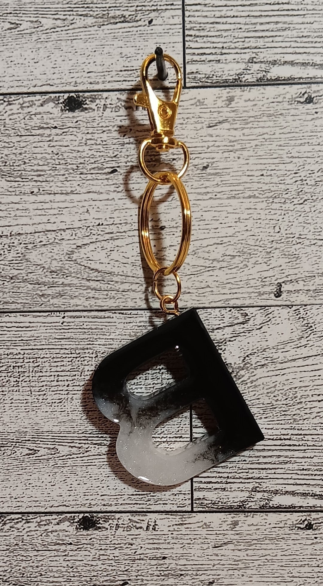 Black and White B Keychain