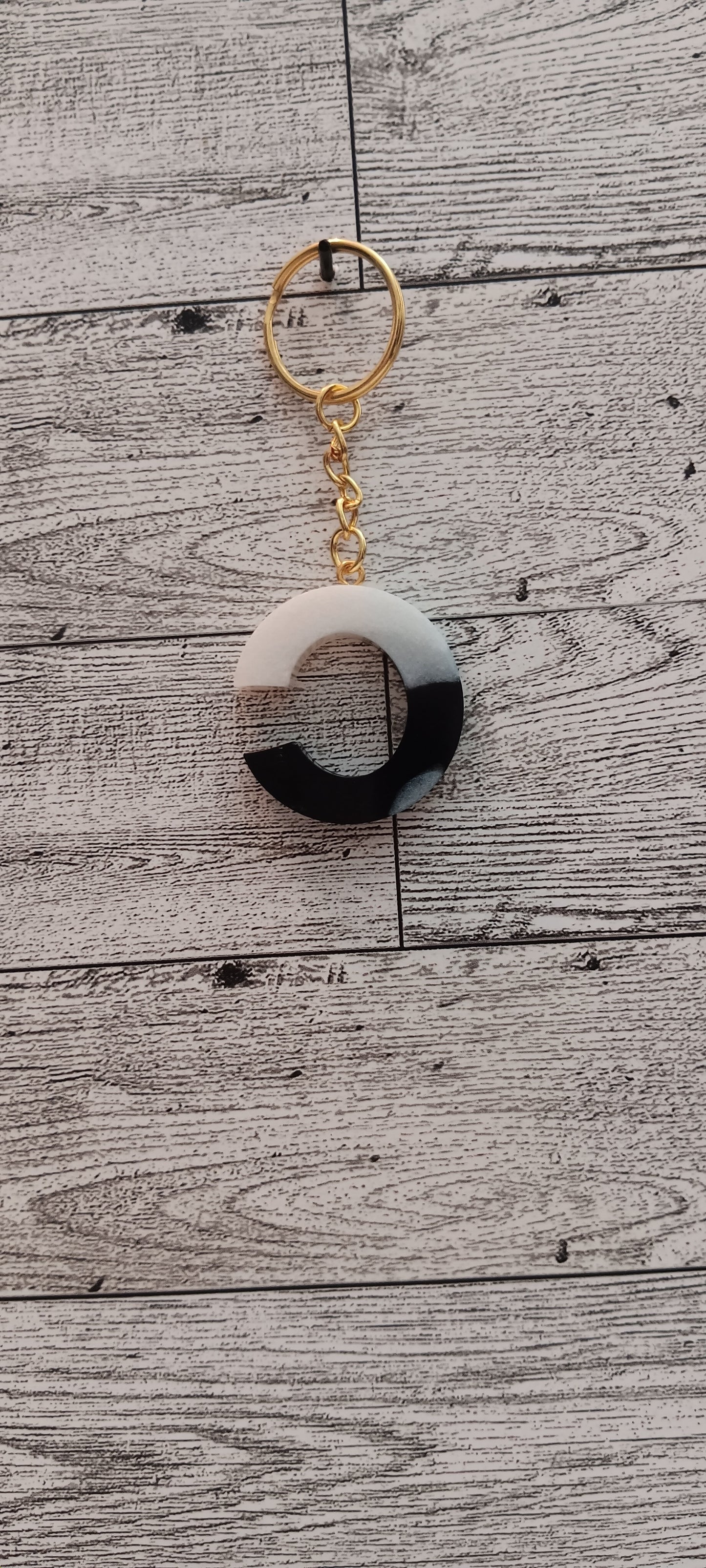 Black and White C Keychain