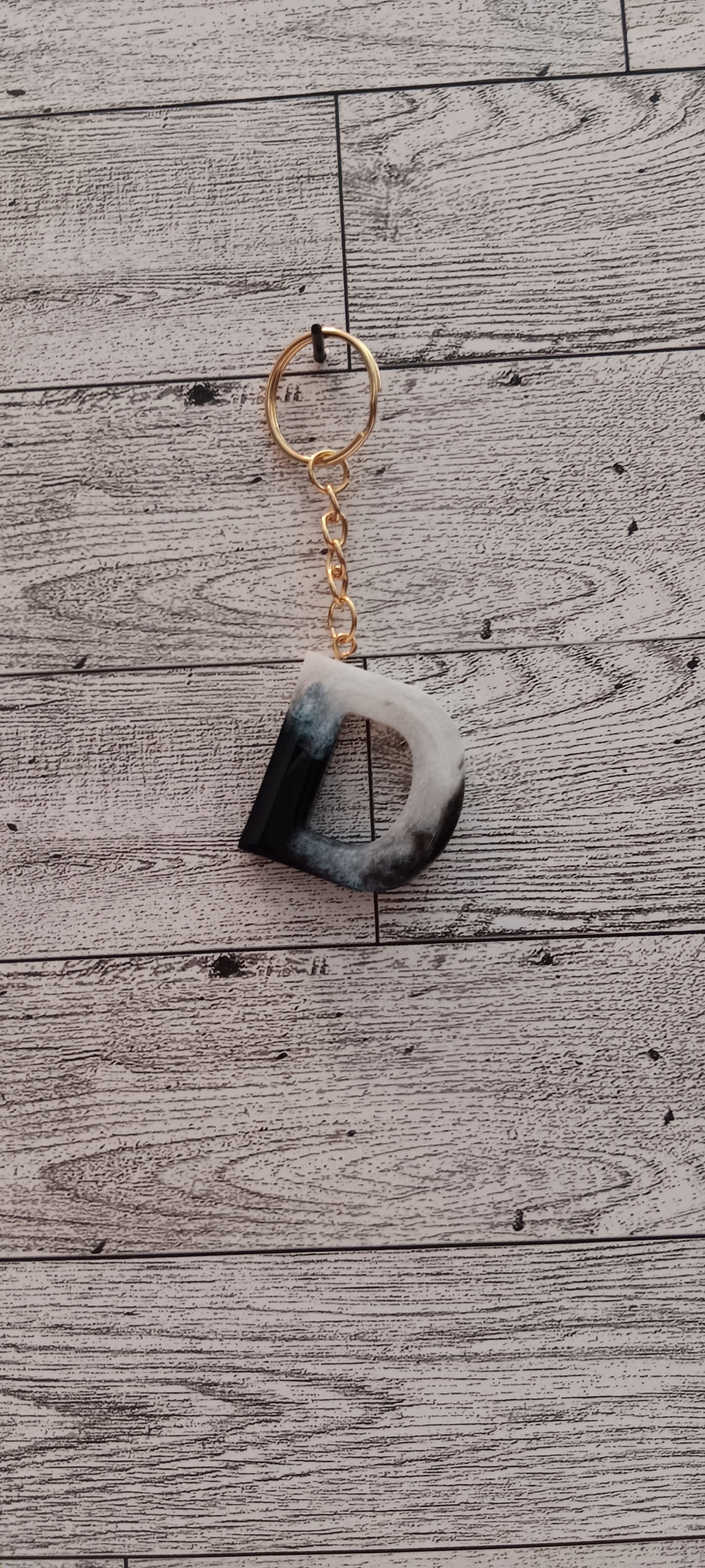 Black and White D Keychain