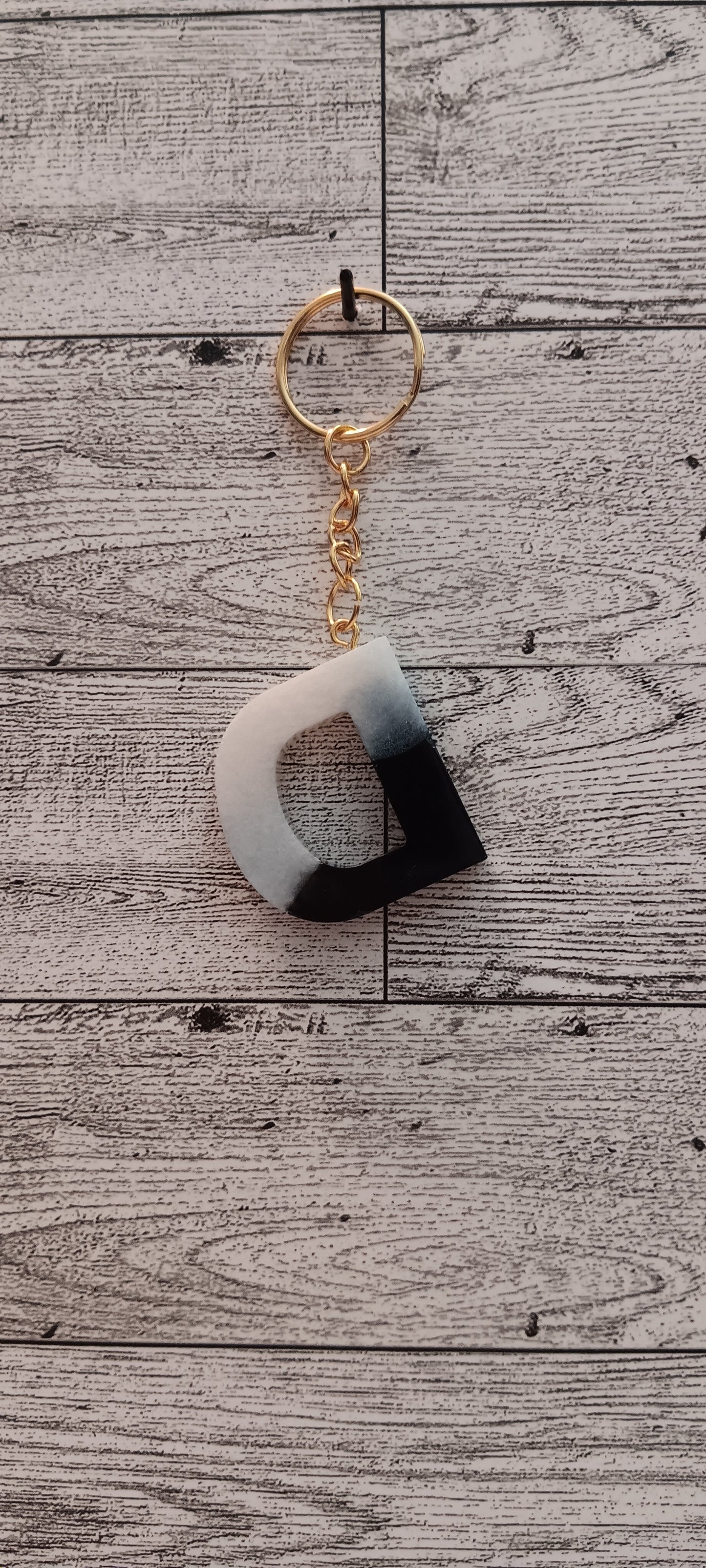 Black and White D Keychain