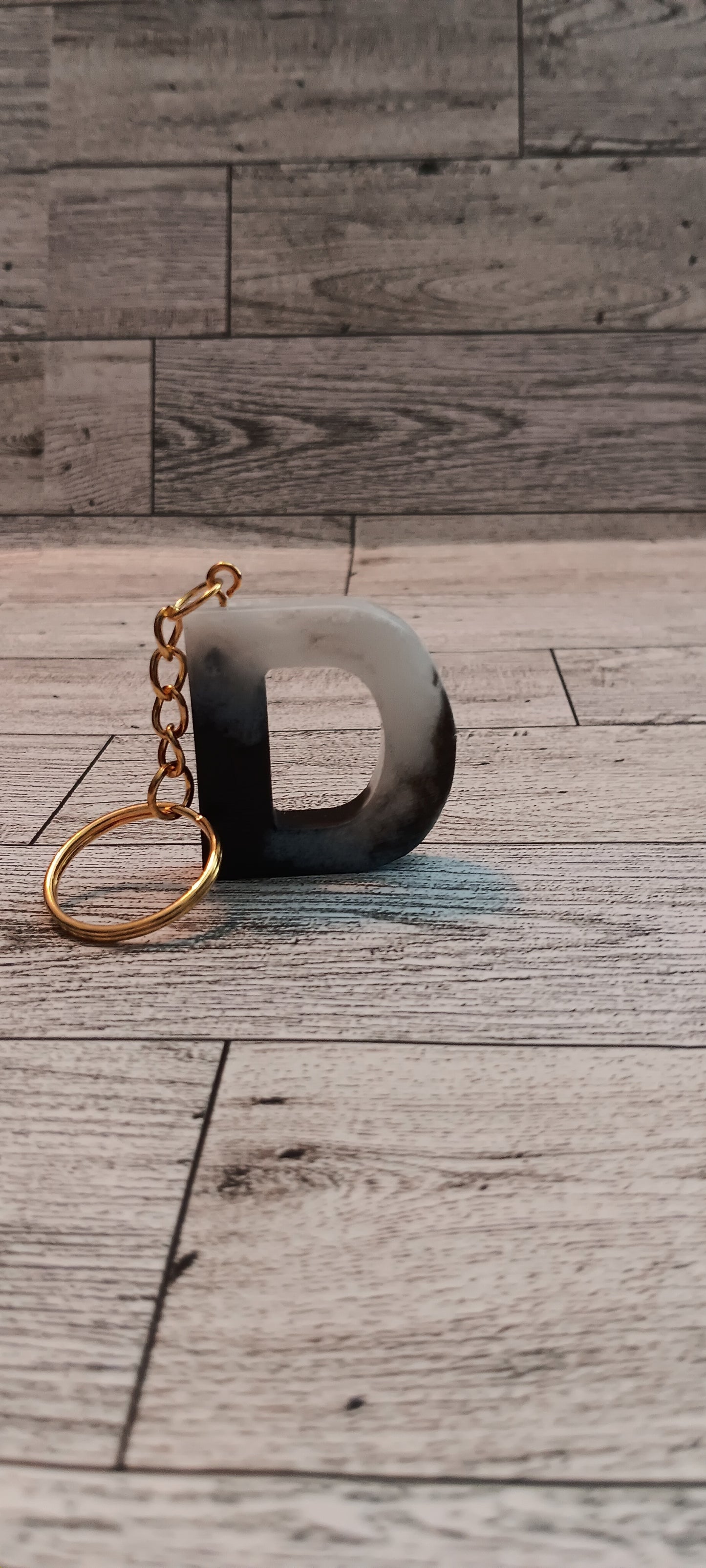 Black and White D Keychain