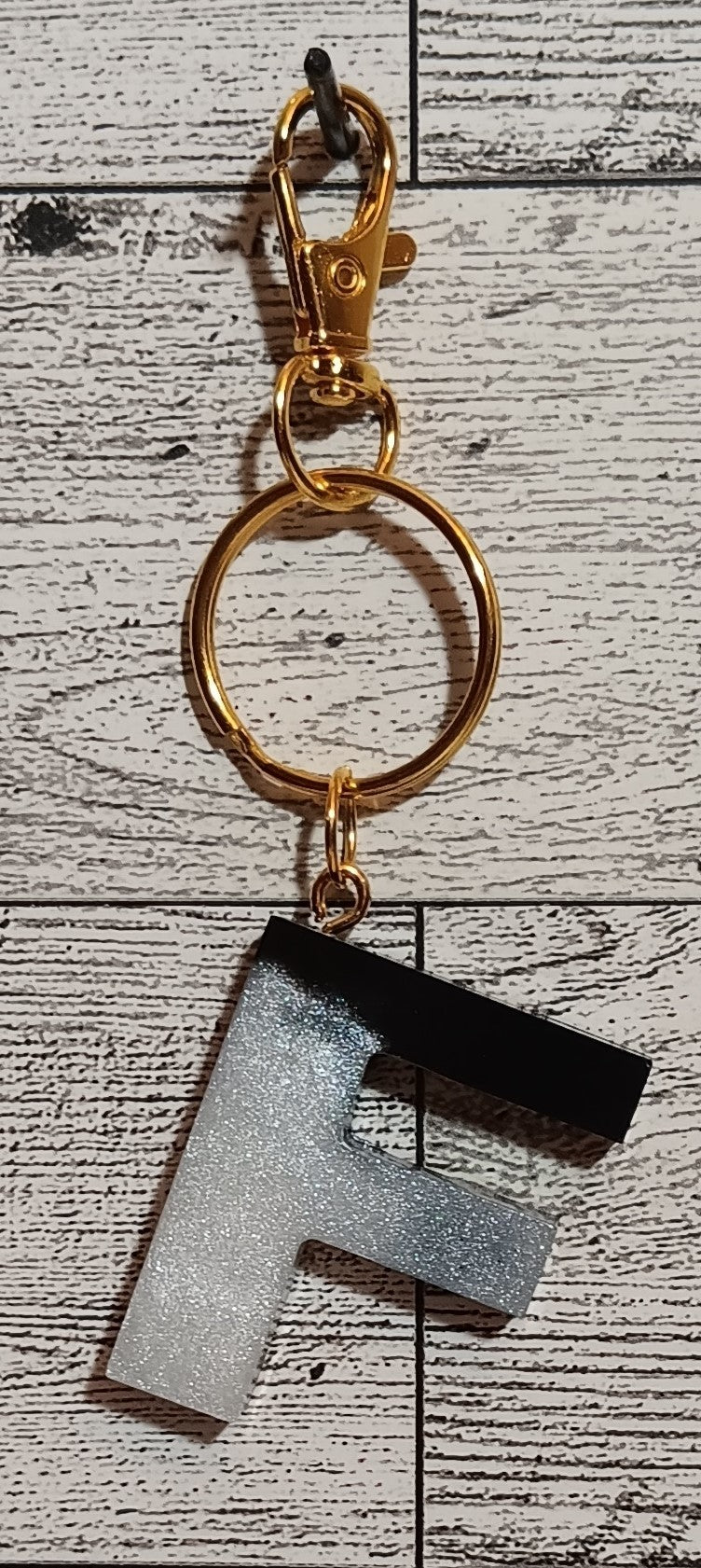 Black and White F Keychain