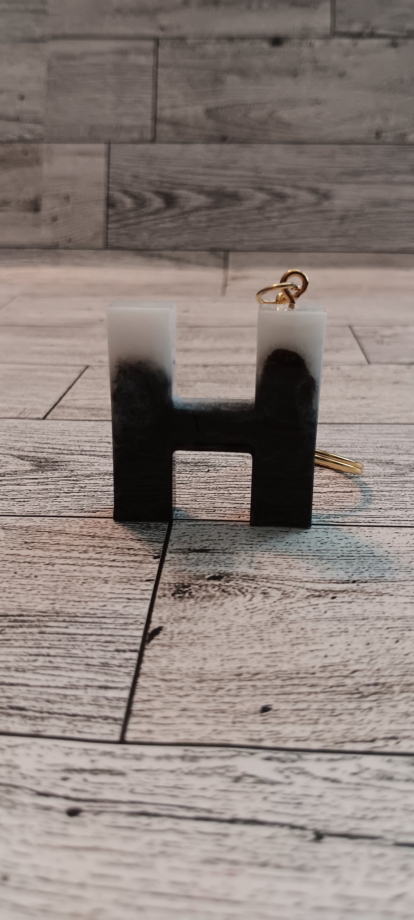 Black and White H Keychain