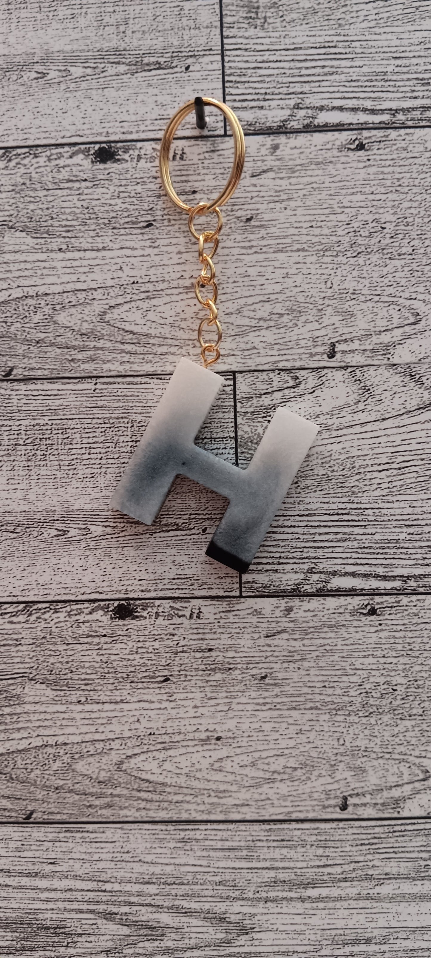 Black and White H Keychain