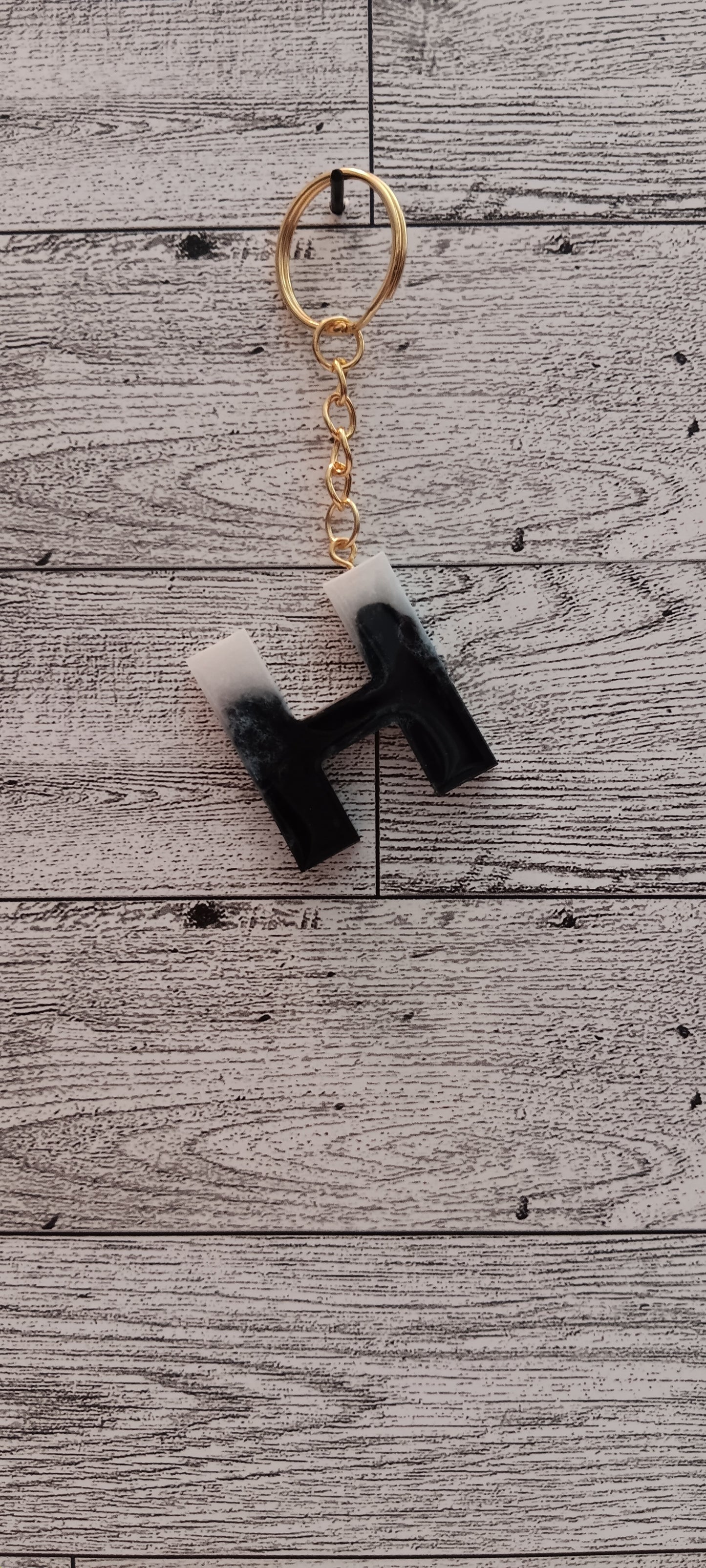 Black and White H Keychain