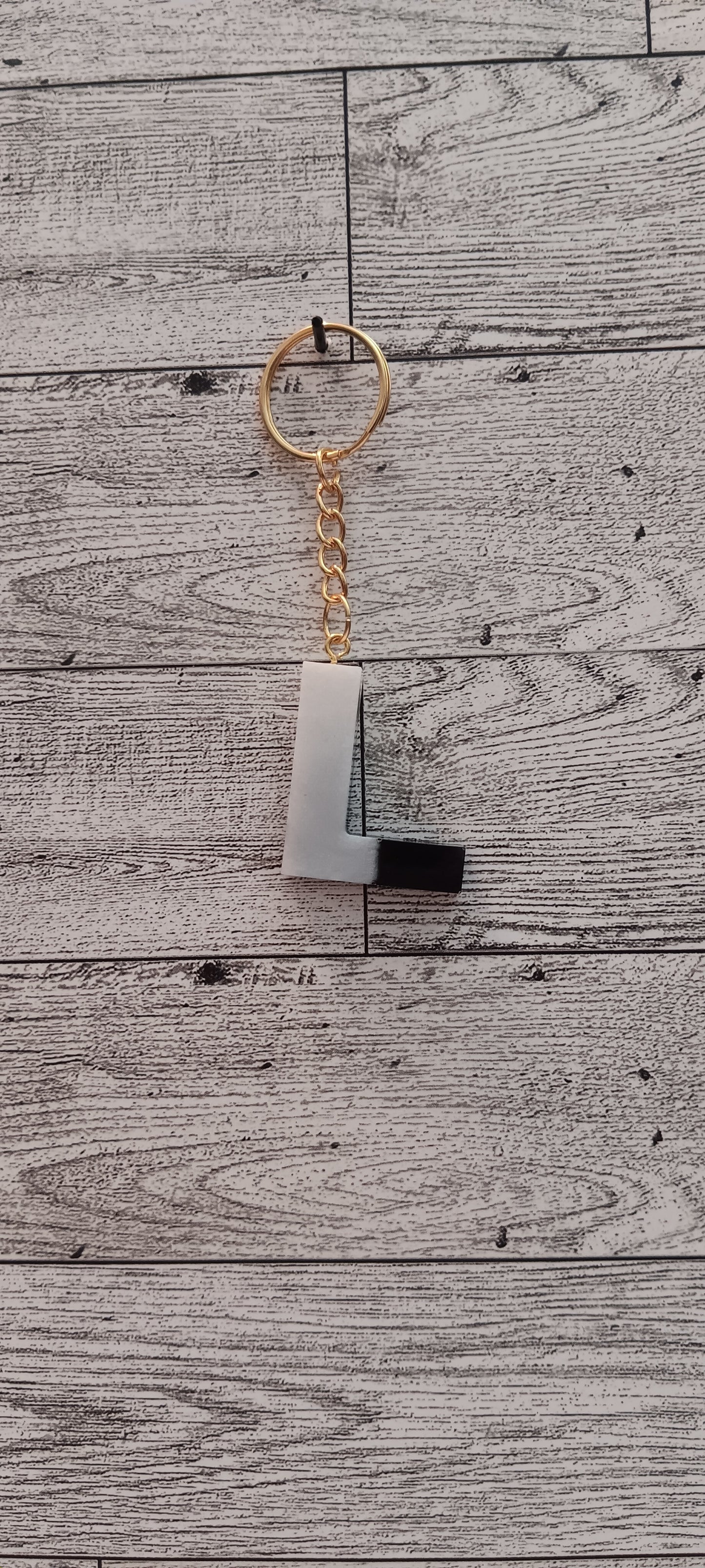 Black and White L Keychain