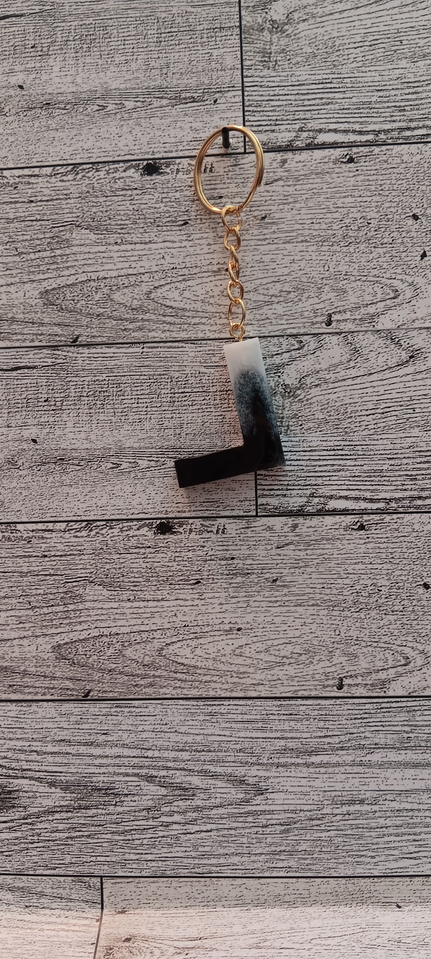 Black and White L Keychain