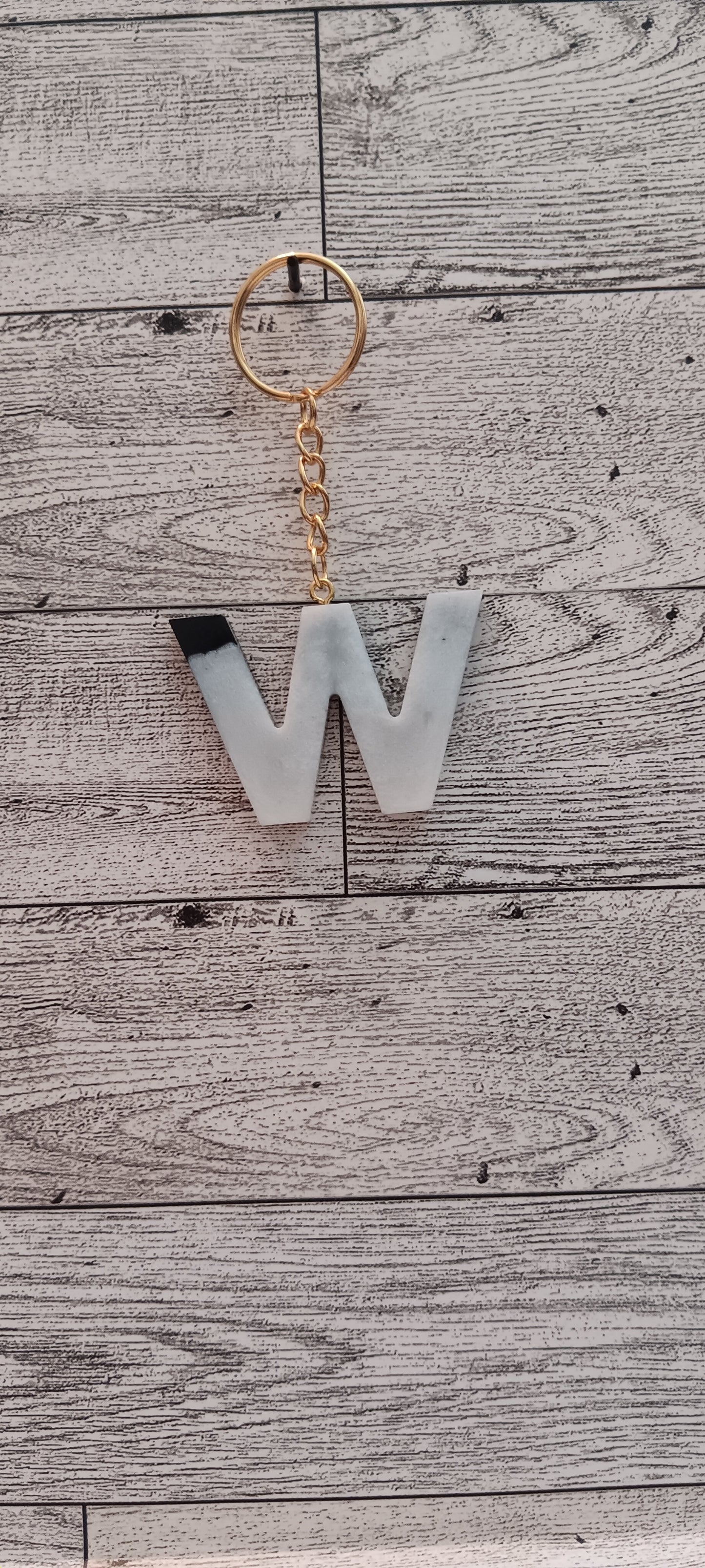 Black and White W Keychain