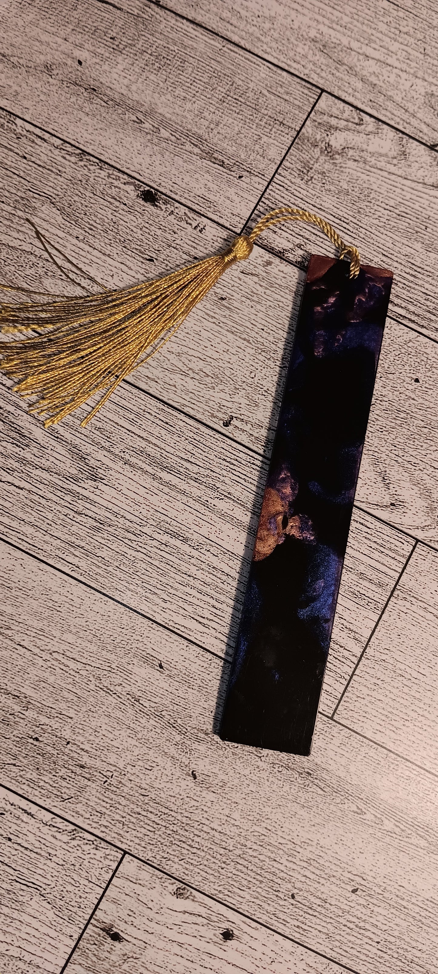 Blue, Black, Purple, and Rose Gold Bookmark