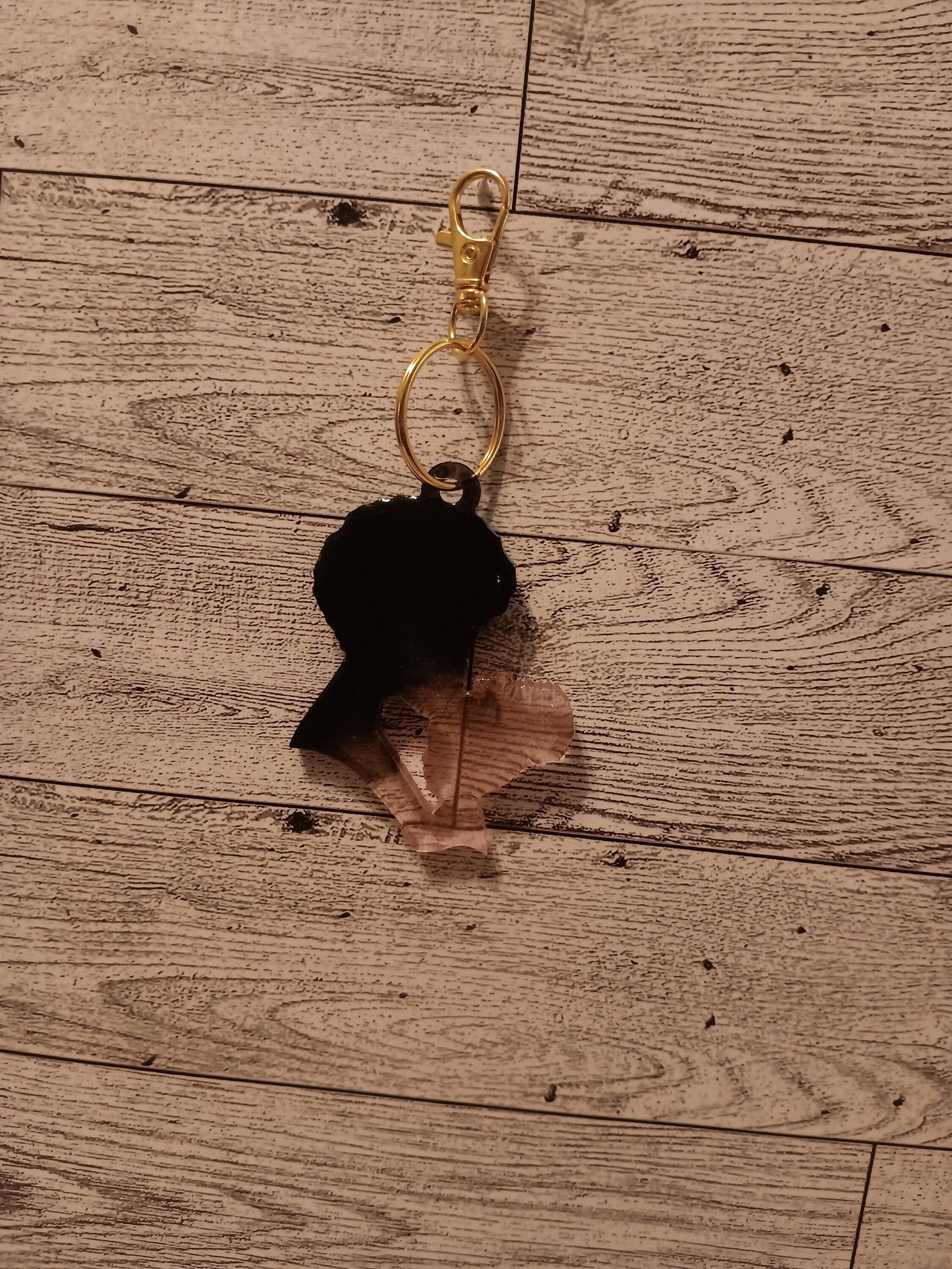 Mom and Daughter Black and Pink Keychain