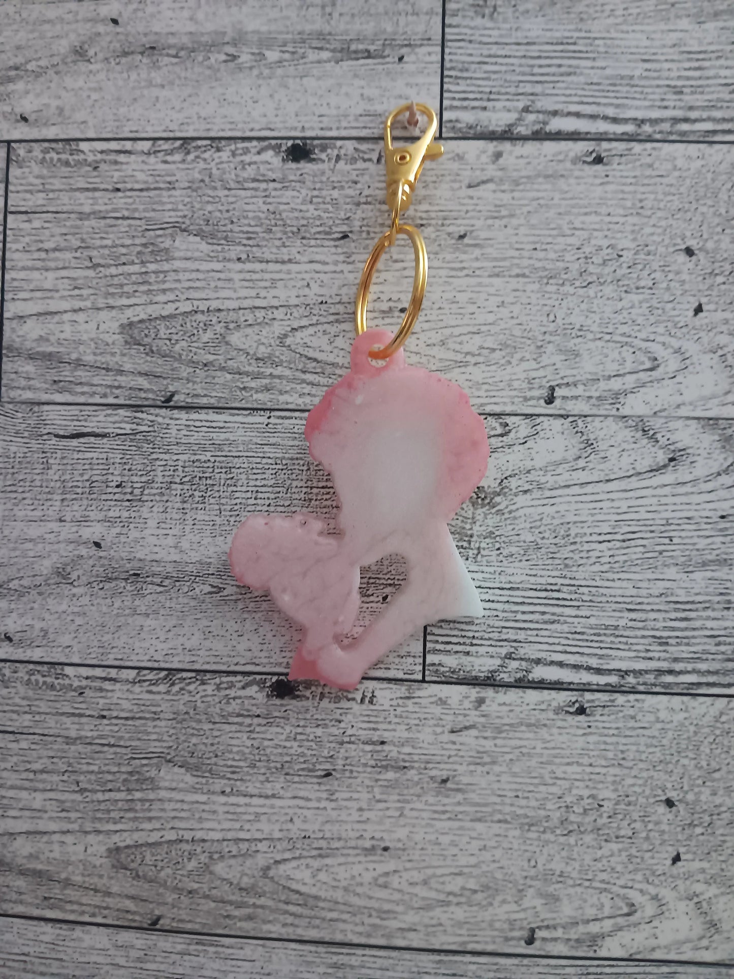 Mom and Daughter White and Pink Keychain