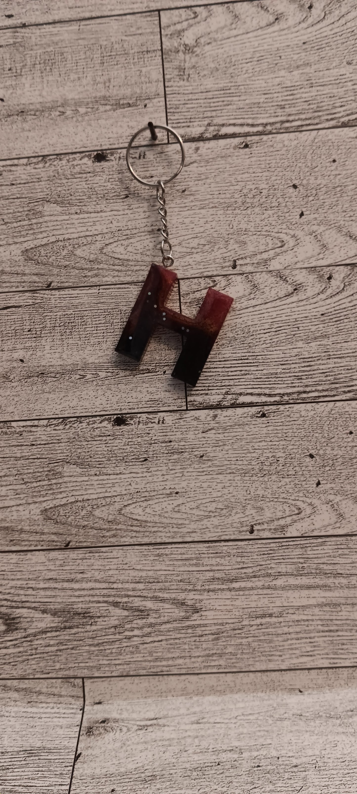 Rose Gold and Black H Keychain