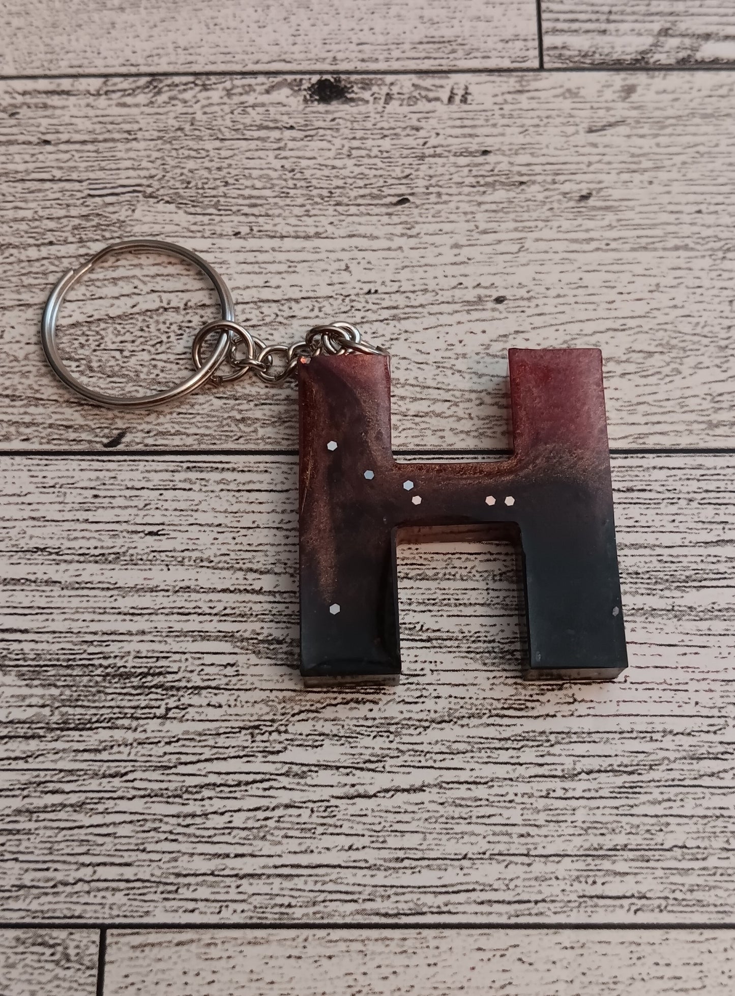 Rose Gold and Black H Keychain