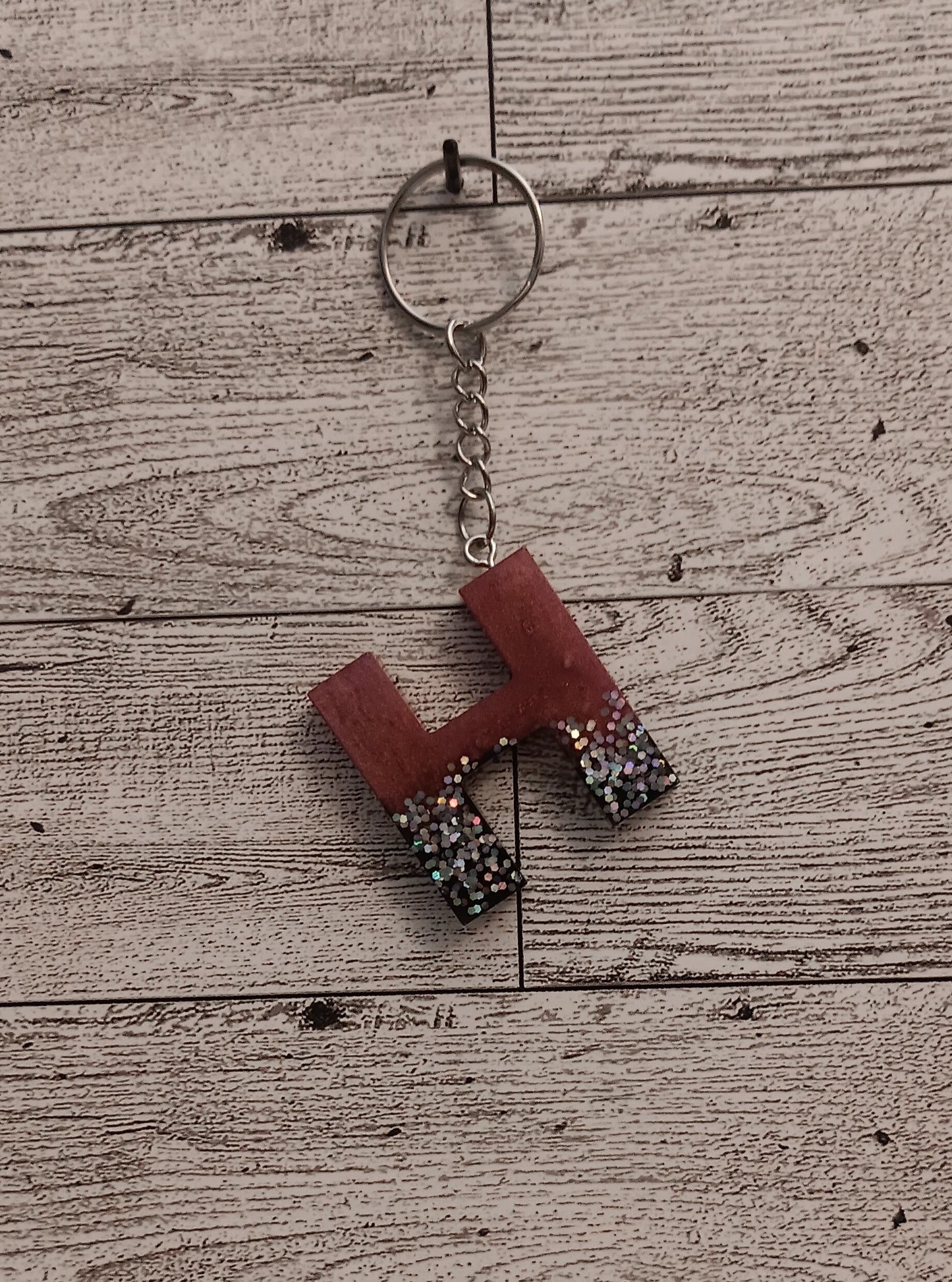 Rose Gold and Black H Keychain