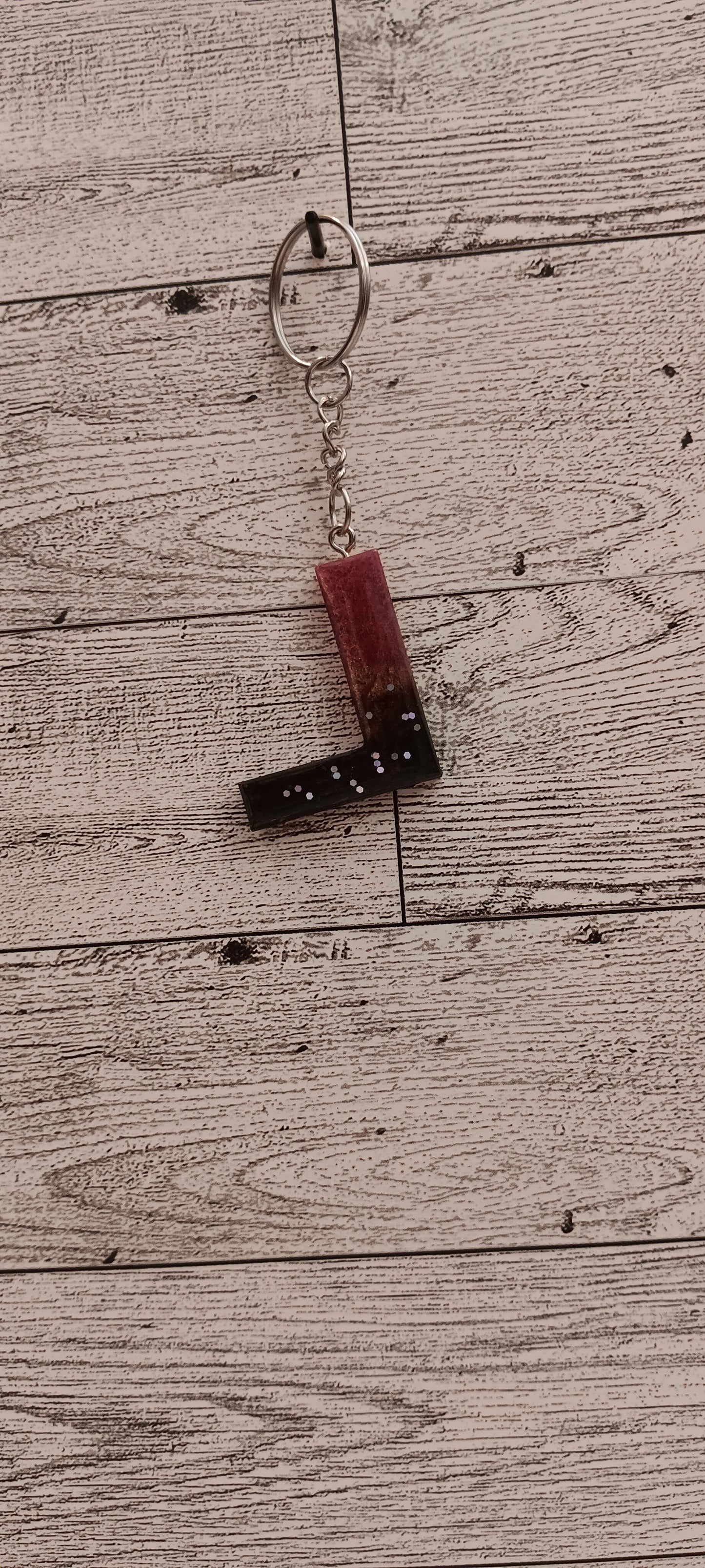 Rose Gold and Black L Keychain