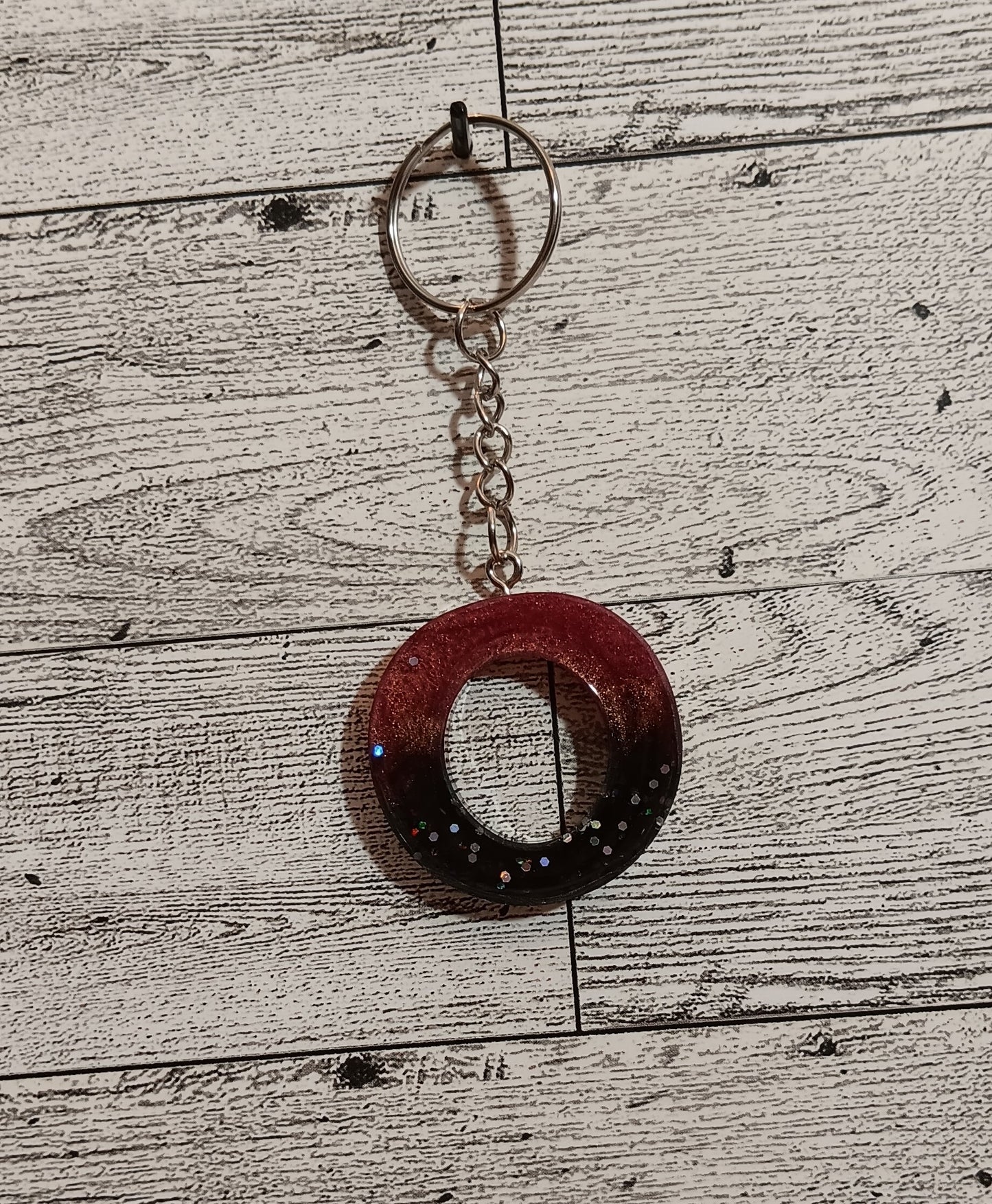 Rose Gold and Black O Keychain