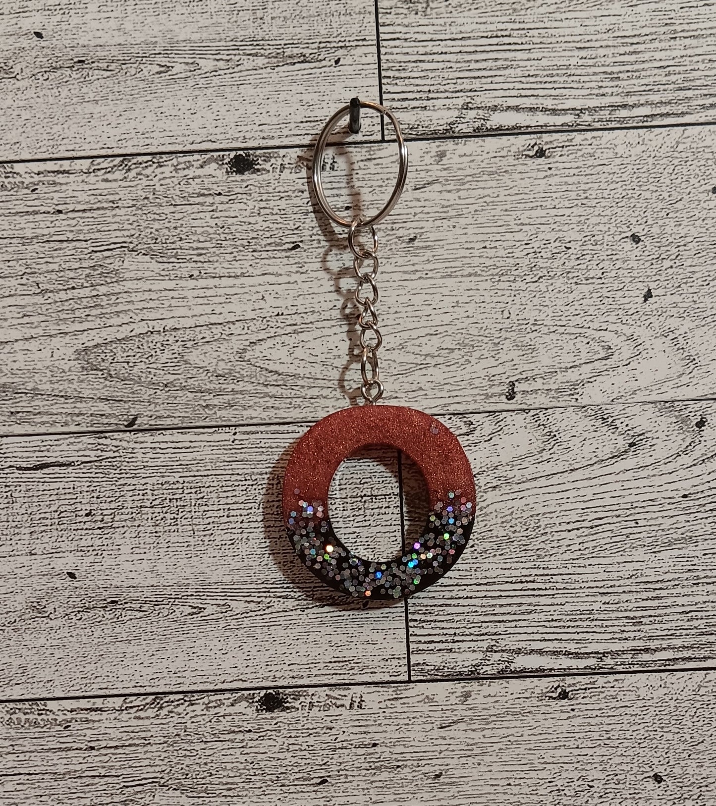 Rose Gold and Black O Keychain
