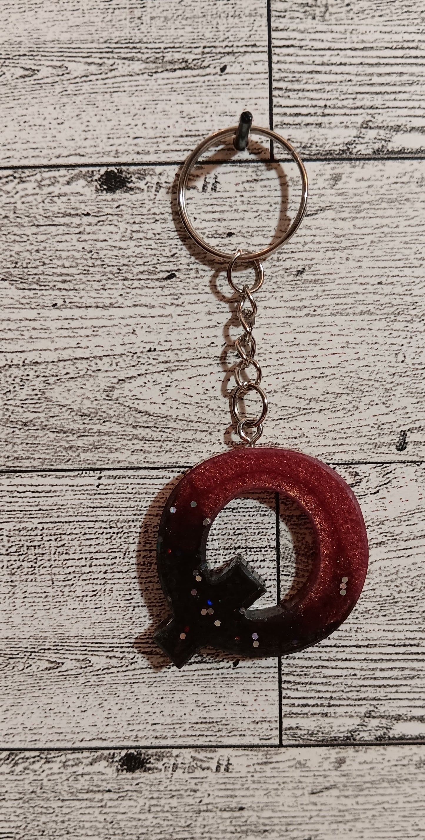 Rose Gold and Black Q Keychain