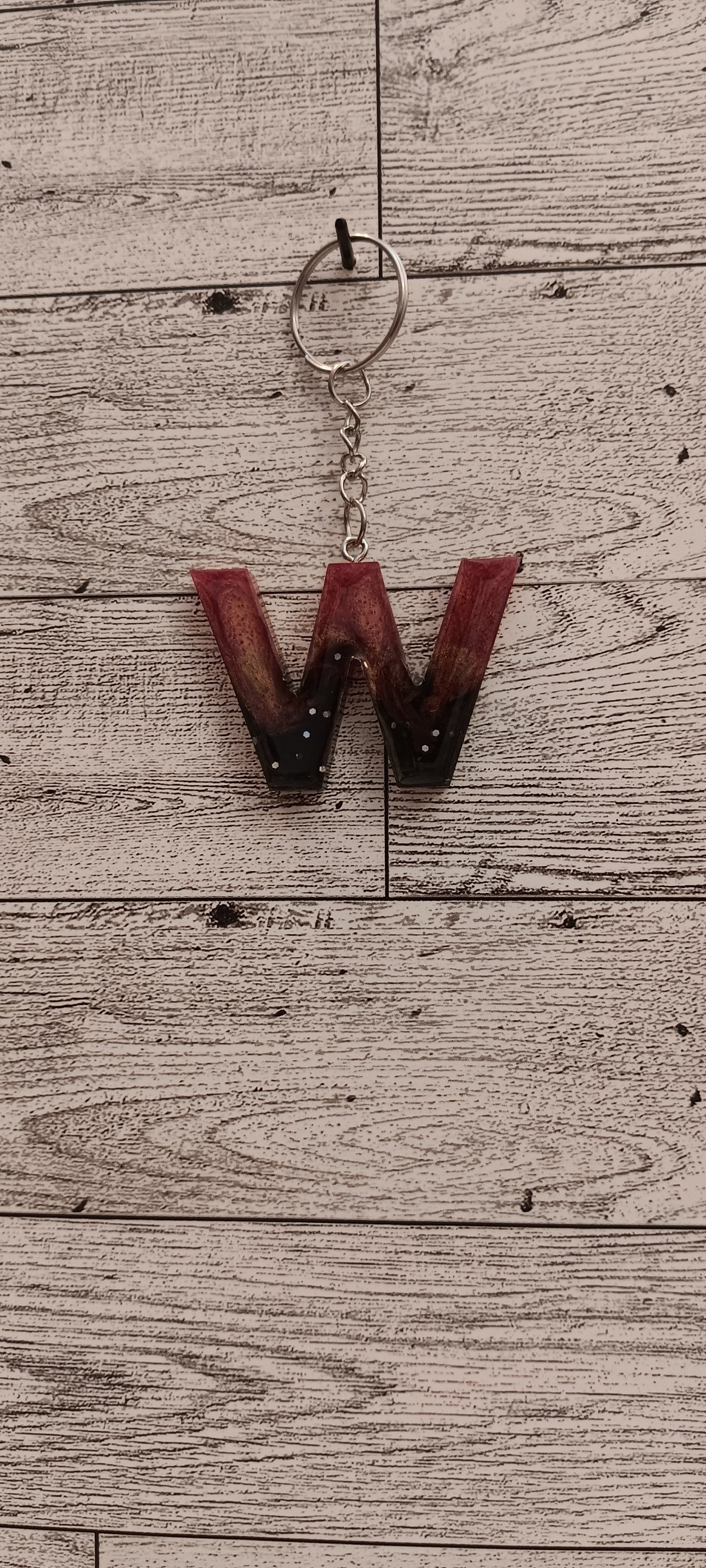 Rose Gold and Black W Keychain