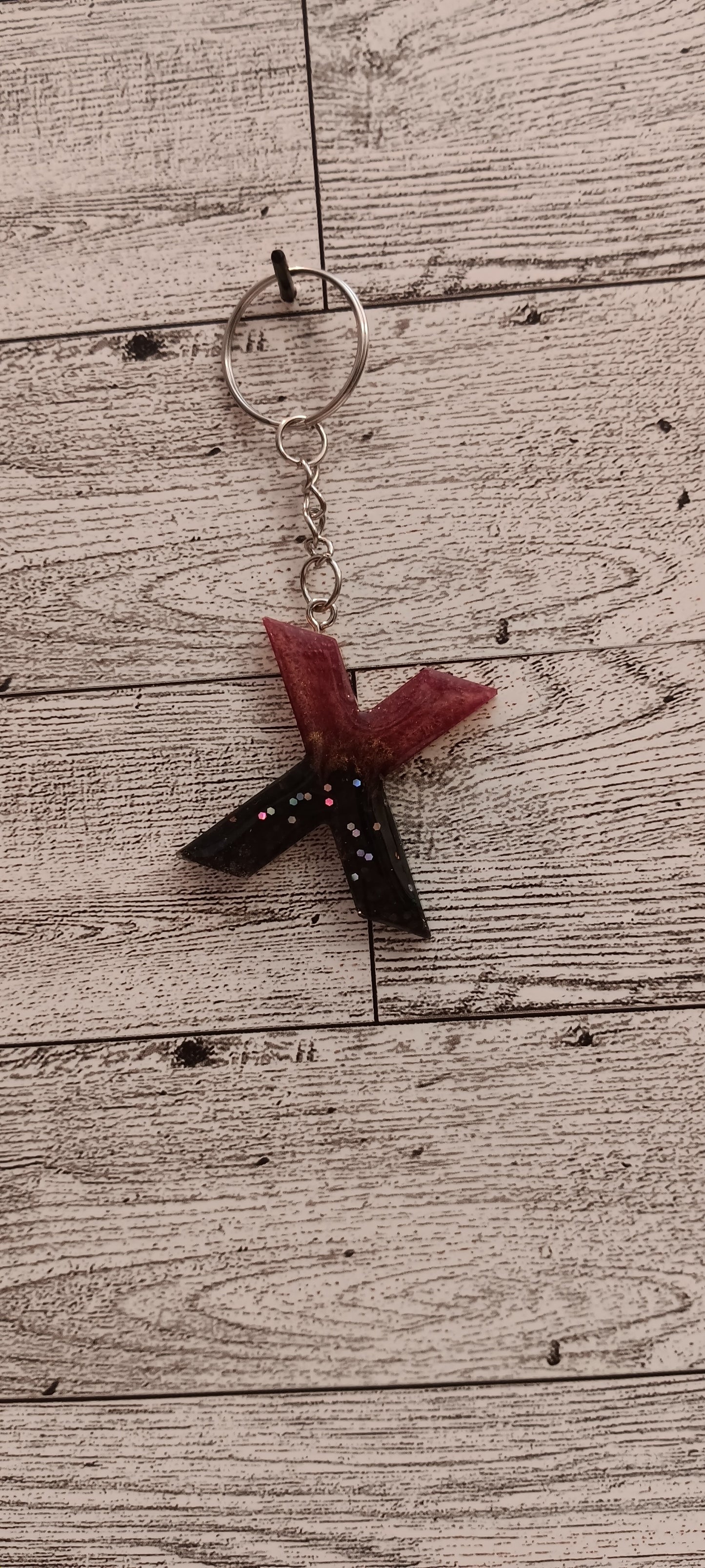 Rose Gold and Black X Keychain