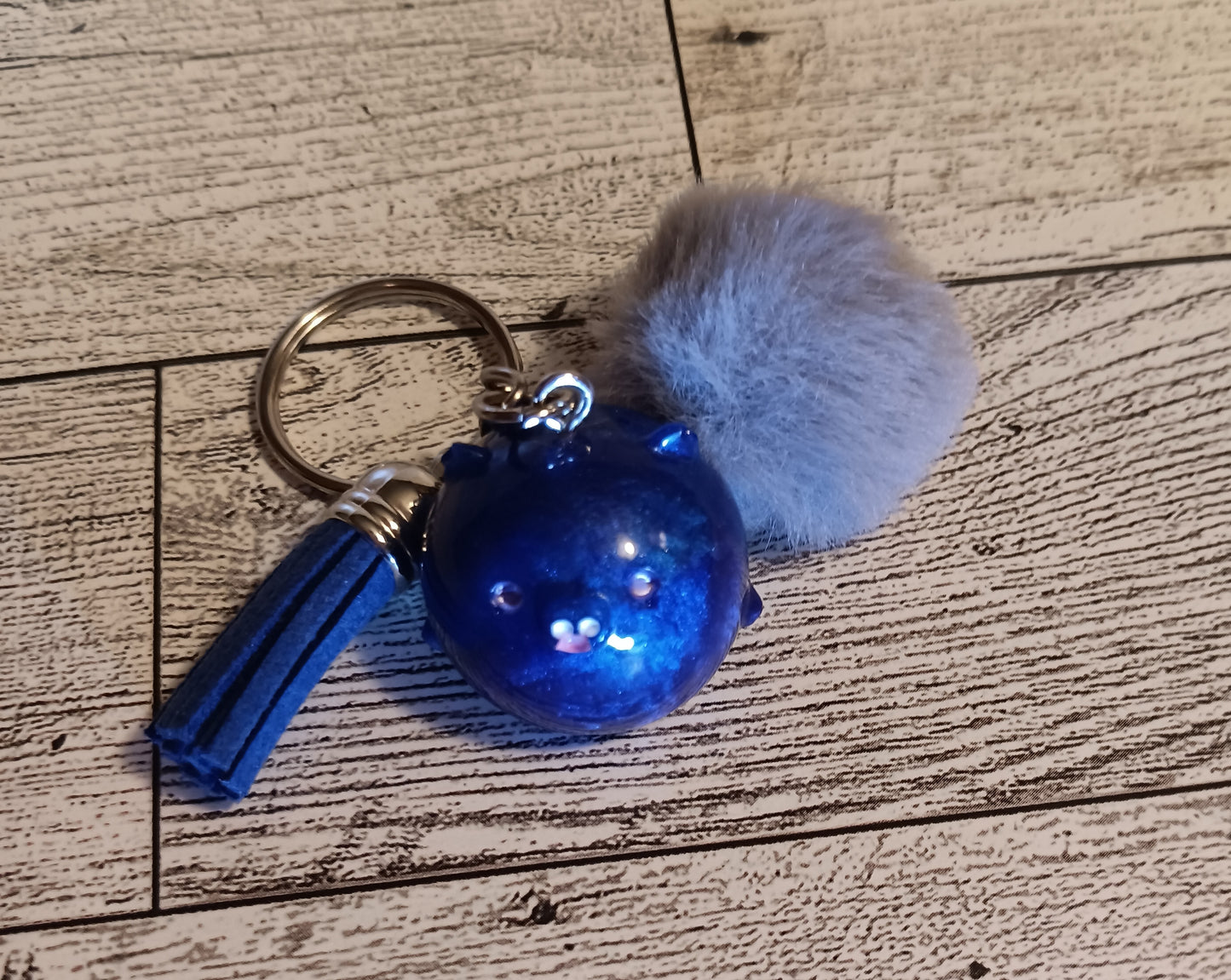 Sassy Blue Pig Keychain