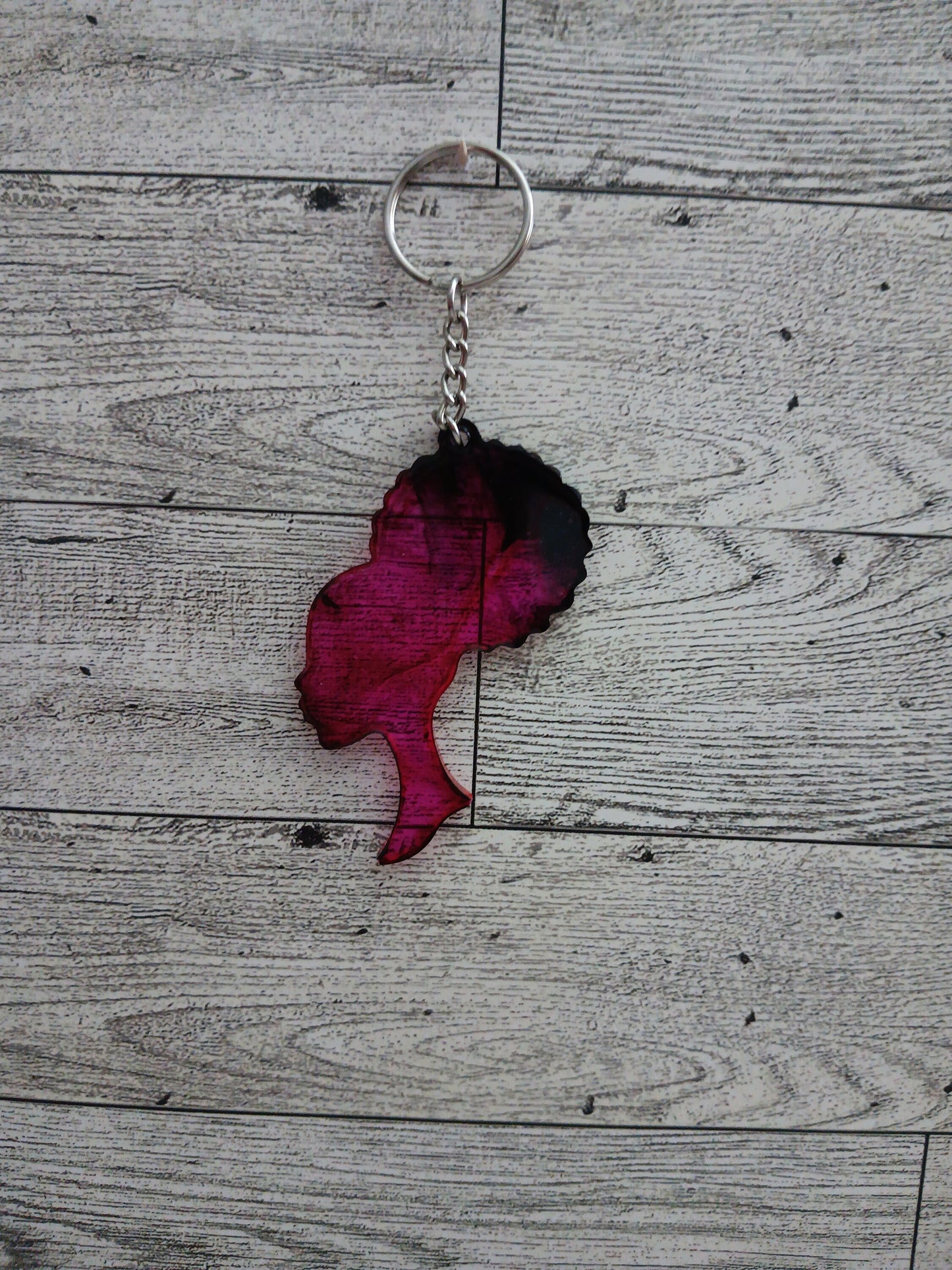 Transparent Pink Afro Ponytail Keychain