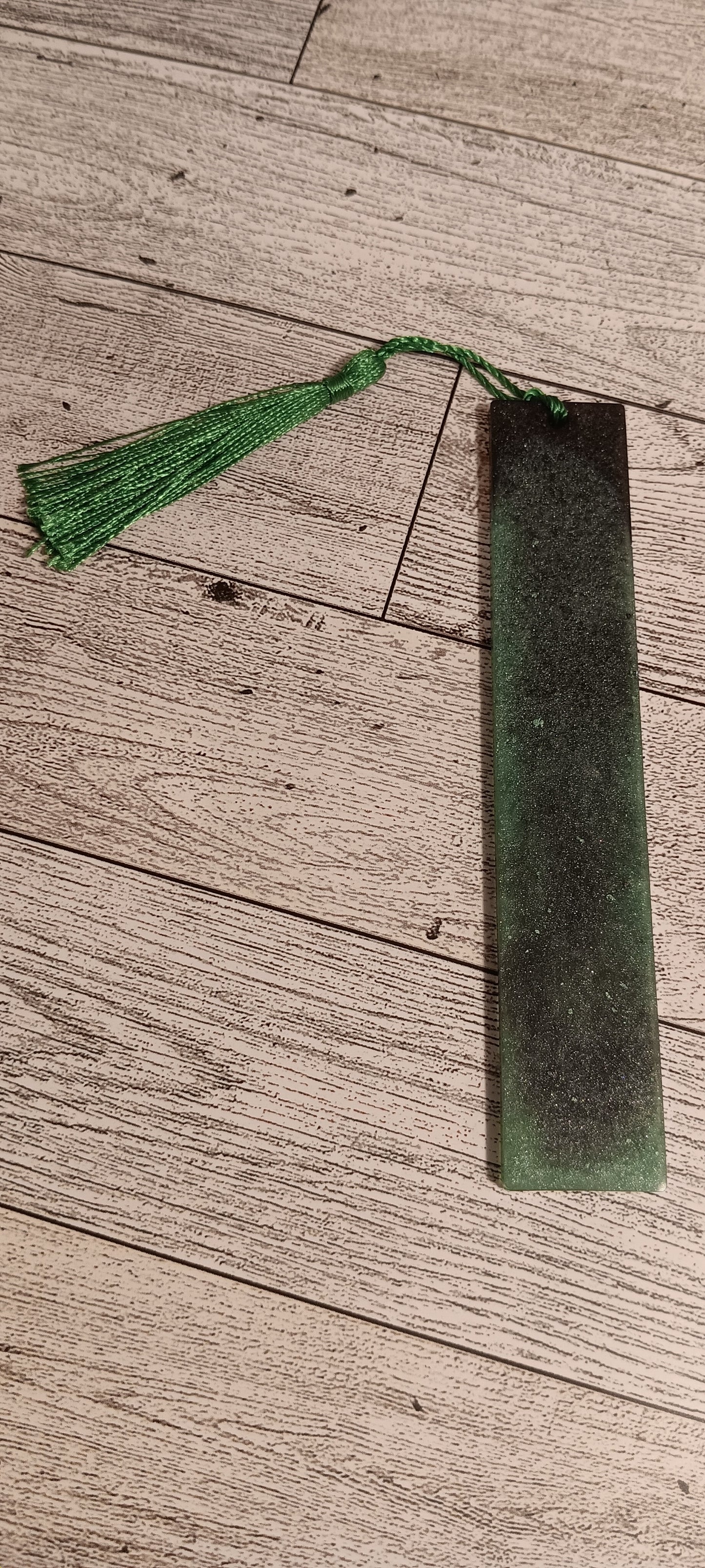 Black and Green Bookmark With Green Tassel