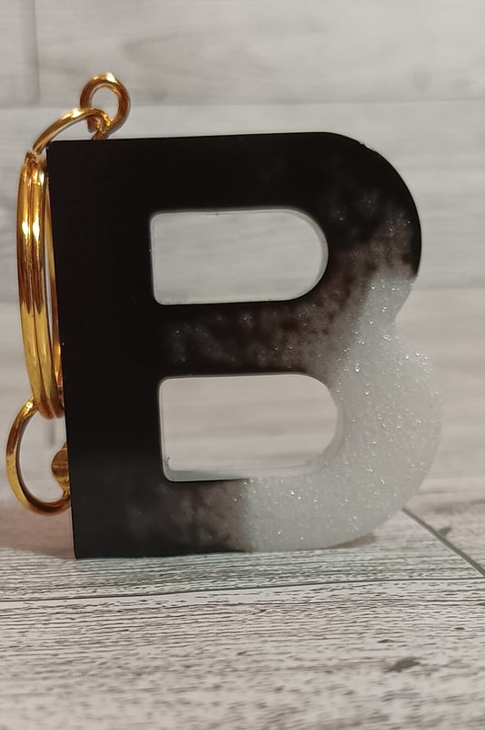 Black and White B Keychain