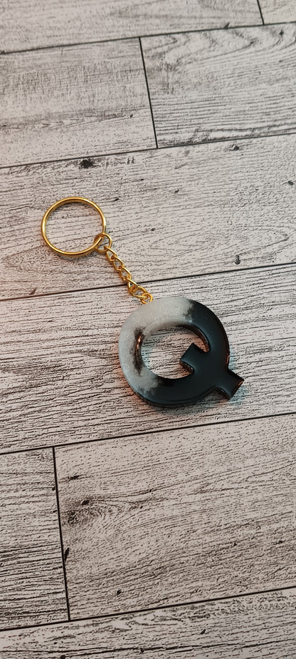 Black and White Q Keychain