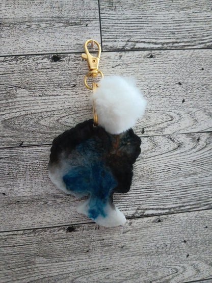 Blue, Black, and White Afro She Did Keychain