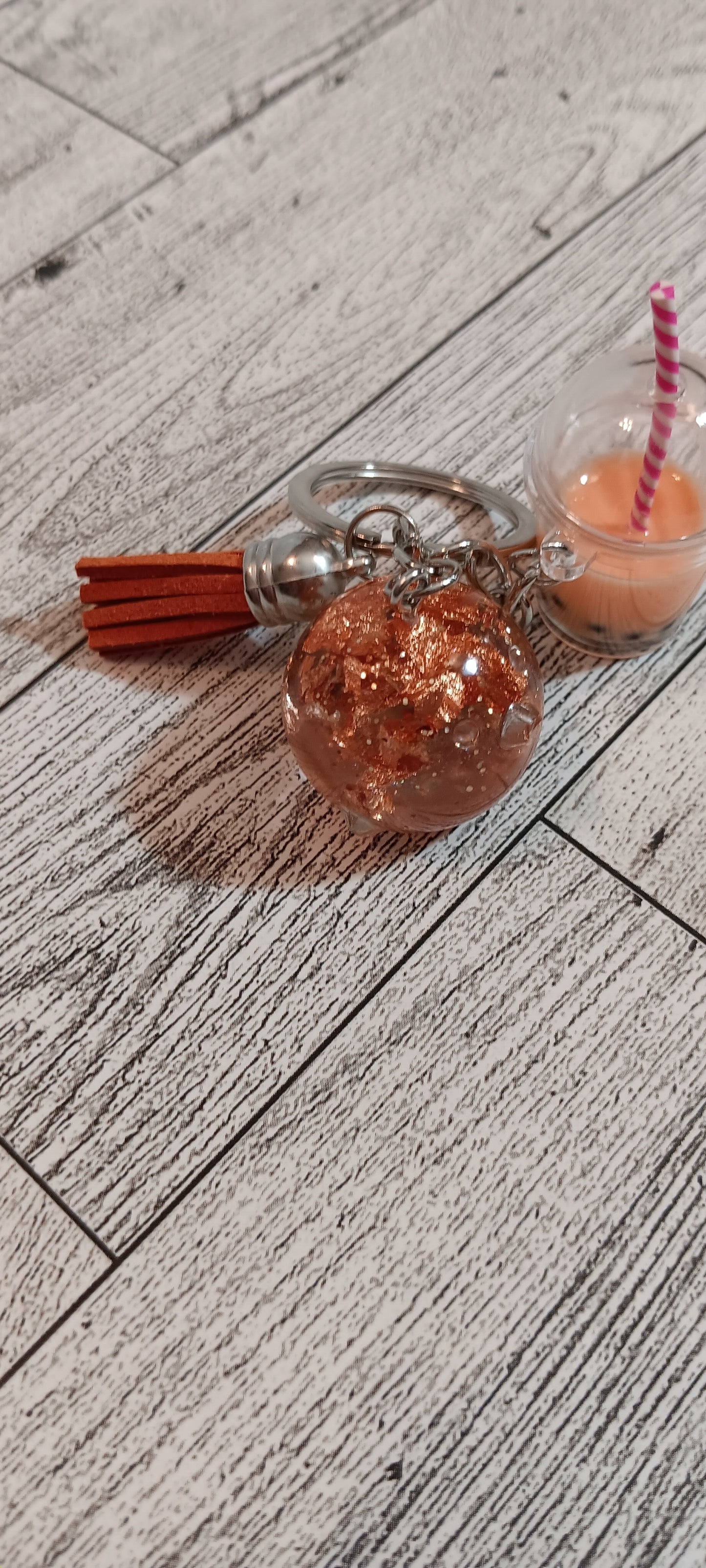 Clear Chick Glitter Keychain