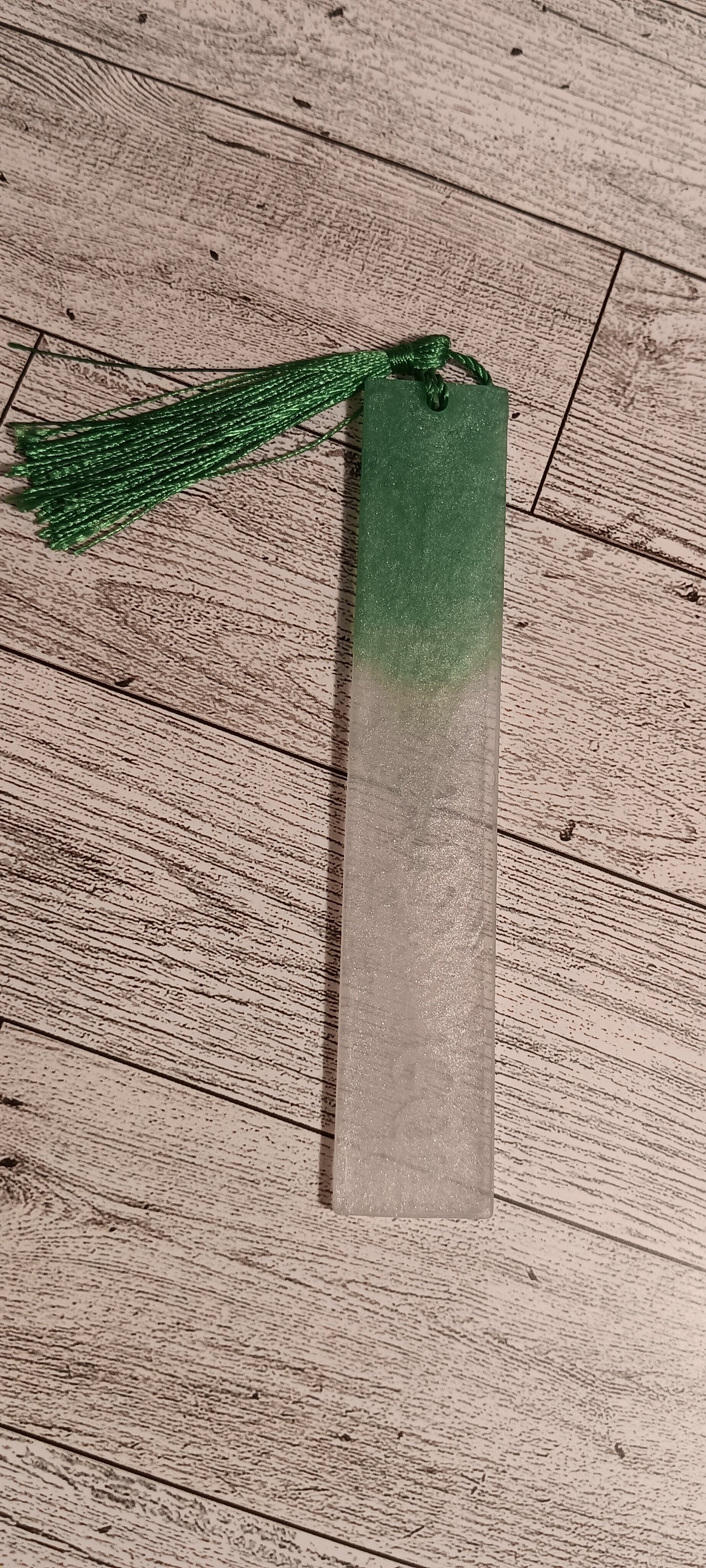 Green and White With Green Tassel Bookmark