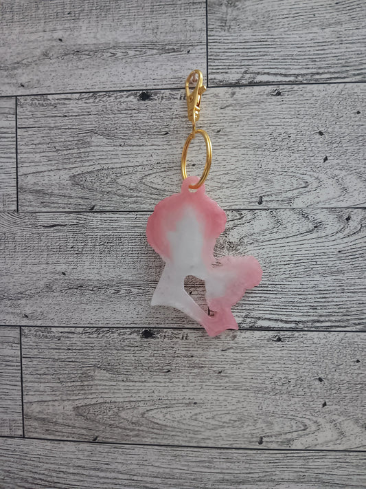 Mom and Daughter White and Pink Keychain