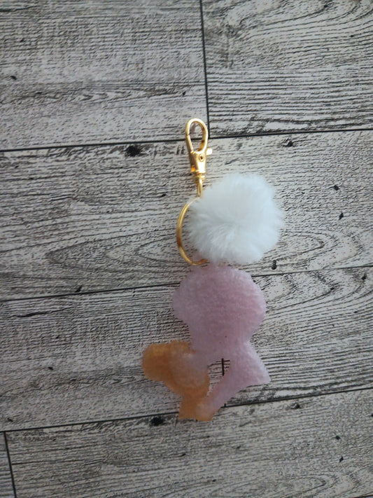 Pink and Gold Mother and Daughter Keychain