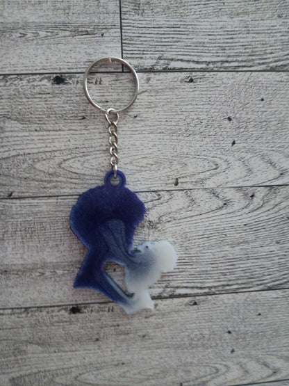 Purple and White Mother and Daughter Keychain