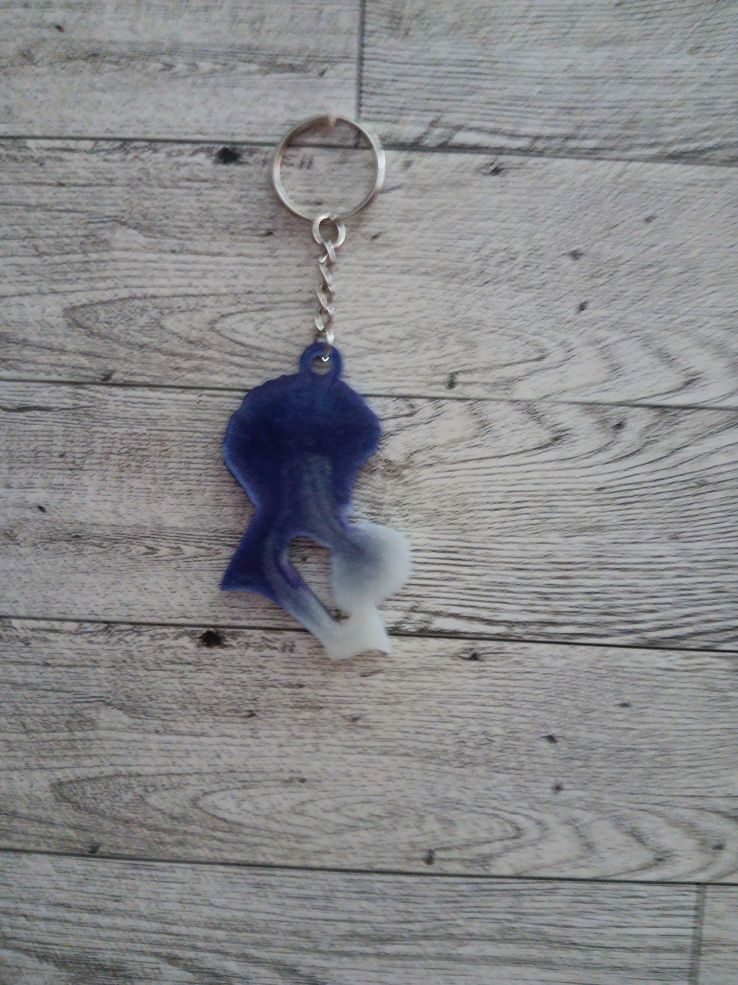 Purple and White Mother and Son Keychain