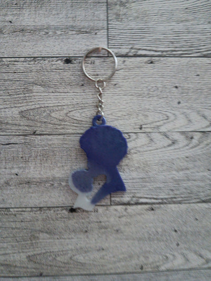 Purple and White Mother and Son Keychain