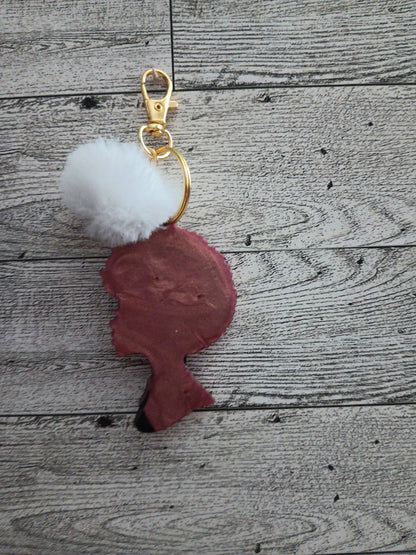 Rose Gold and Black Afro Woman Keychain