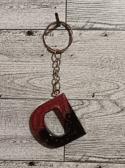 Rose Gold and Black D Keychain