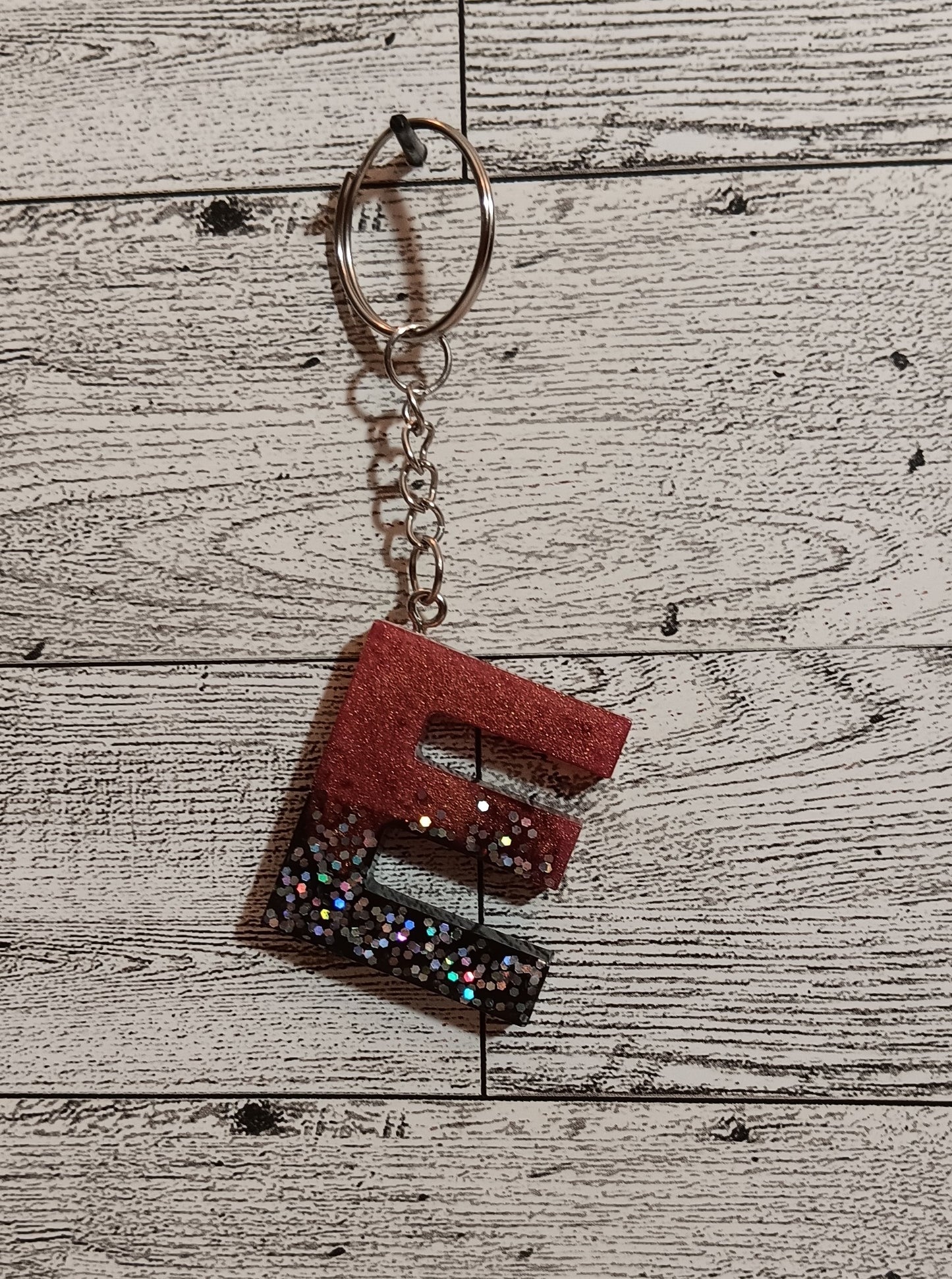 Rose Gold and Black E Keychain