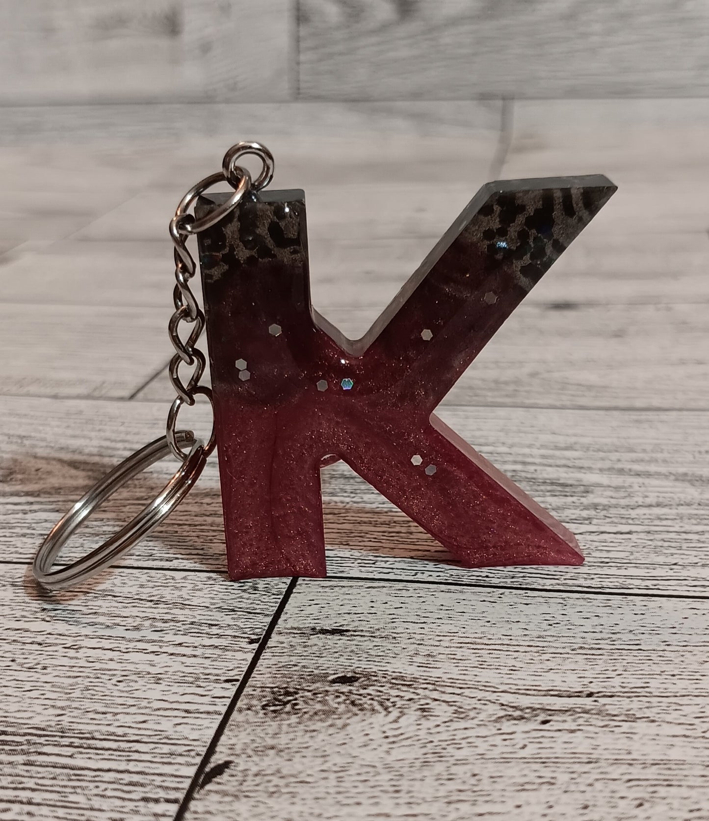 Rose Gold and Black K Keychain