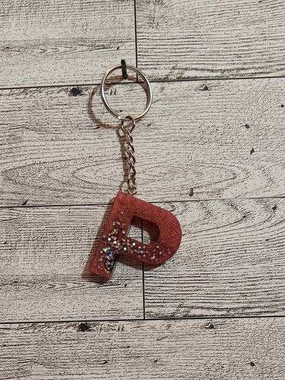 Rose Gold and Black P Keychain