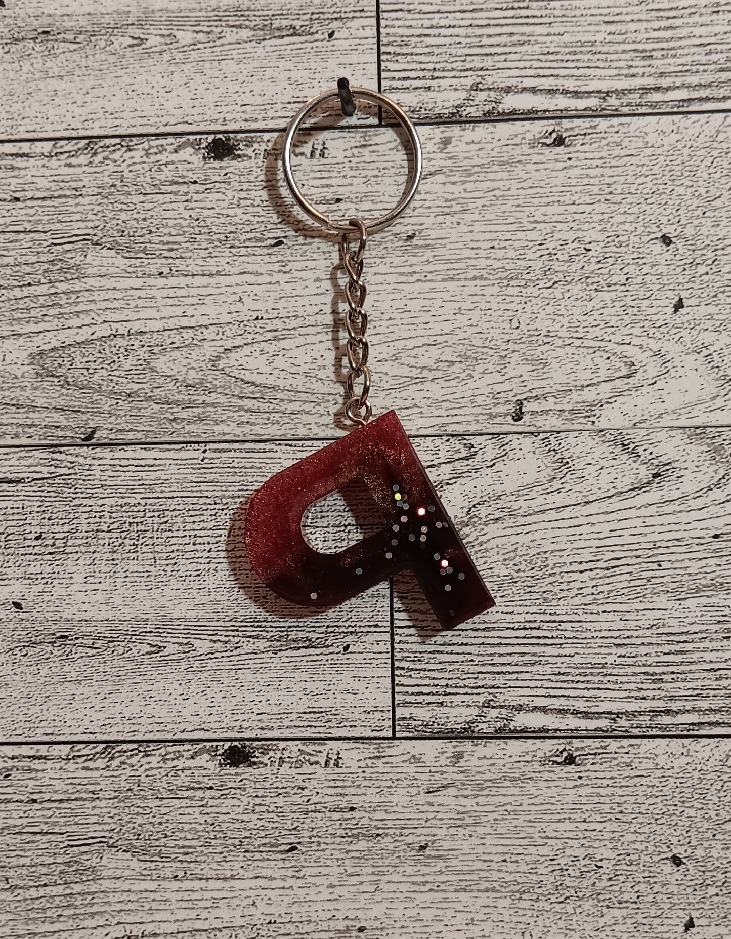 Rose Gold and Black P Keychain