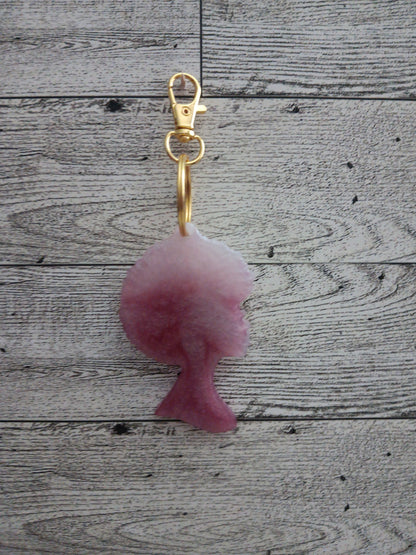 Rose and White Afro keychain