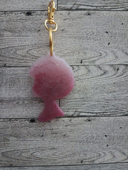 Rose and White Afro keychain