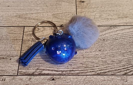 Sassy Blue Pig Keychain