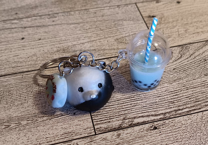 Silver and Black Snack Bear keychain