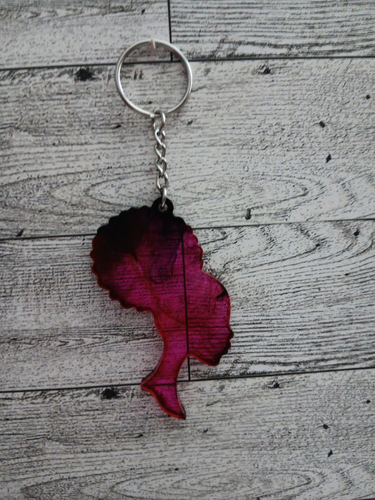 Transparent Pink Afro Ponytail Keychain